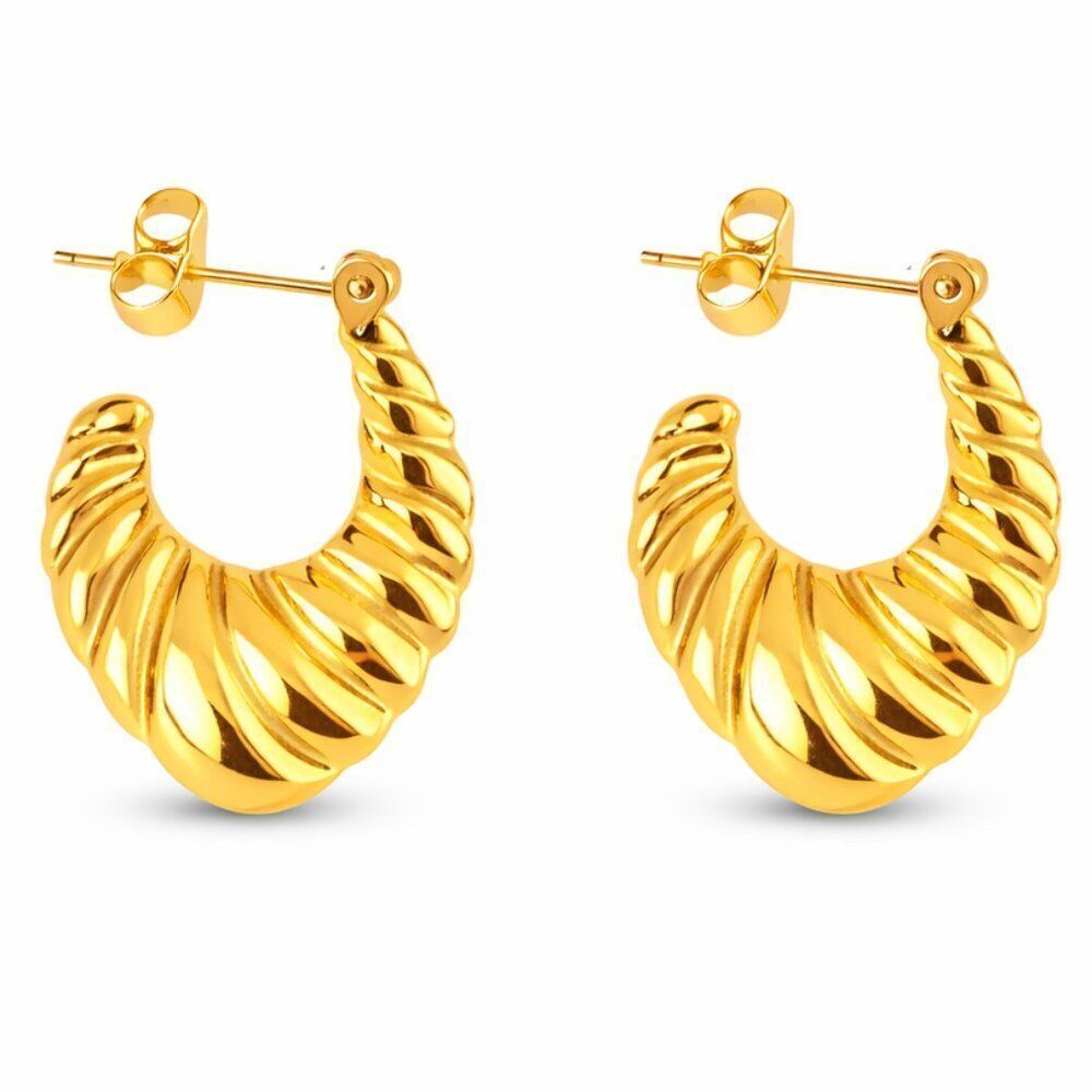 3For$20 Vintage Cresent Sculpted Twisted U Earring Stainless Steel Earring